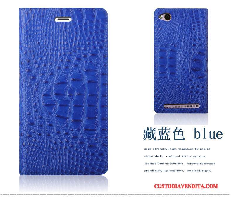 Custodia Redmi 5a Silicone Modello Coccodrillo Morbido, Cover Redmi 5a Pelle Blu Tutto Incluso