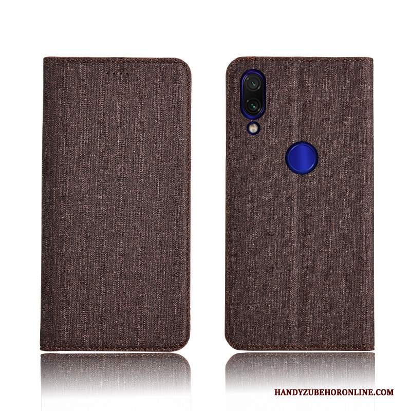 Custodia Redmi 7 Protezione Blu Tutto Incluso, Cover Redmi 7 Pelle Nuovo Cotone E Lino