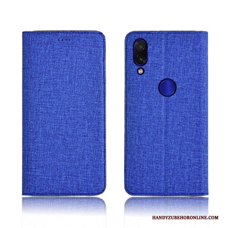 Custodia Redmi 7 Protezione Blu Tutto Incluso, Cover Redmi 7 Pelle Nuovo Cotone E Lino