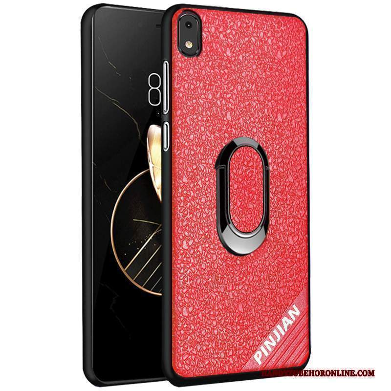 Custodia Redmi 7a Goffratura Macchiati Piccola, Cover Redmi 7a Pelle Rosso Modello