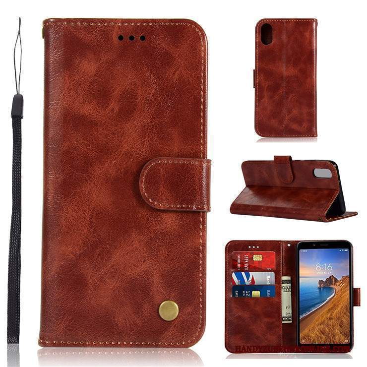 Custodia Redmi 7a Pelle Piccola Rosso, Cover Redmi 7a Folio Tutto Inclusotelefono