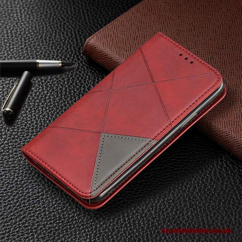 Custodia Redmi 7a Pelle Tendenza Piccola, Cover Redmi 7a Portafoglio Rosso Tutto Incluso