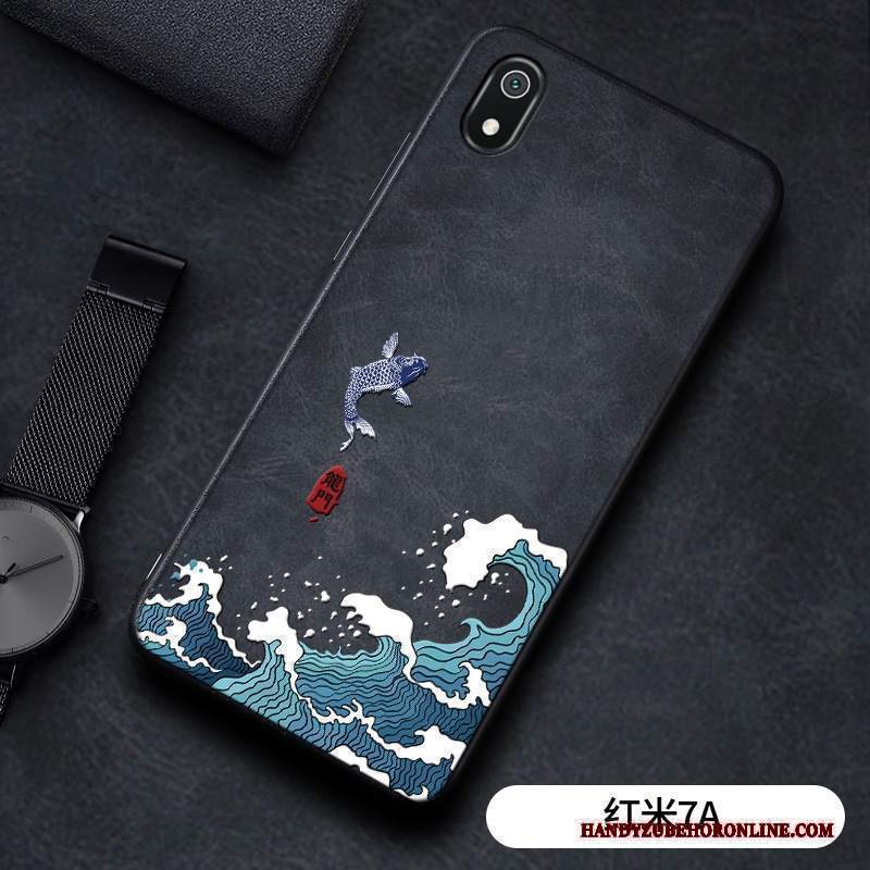 Custodia Redmi 7a Silicone Tendenza Affari, Cover Redmi 7a Moda Macchiati Nero