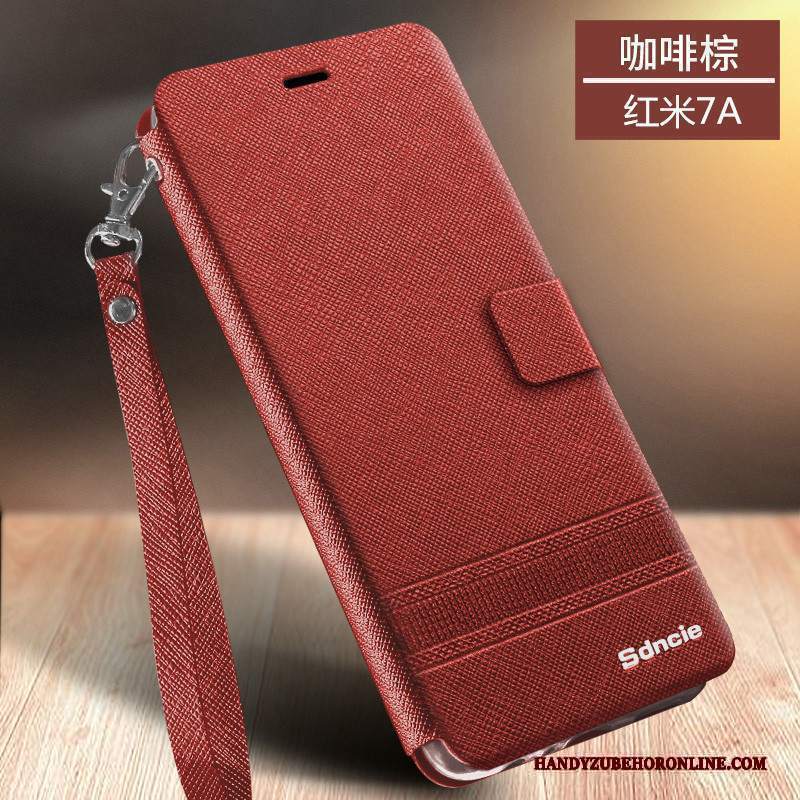 Custodia Redmi 7a Silicone Tutto Incluso Rosso, Cover Redmi 7a Folio Oro Morbido