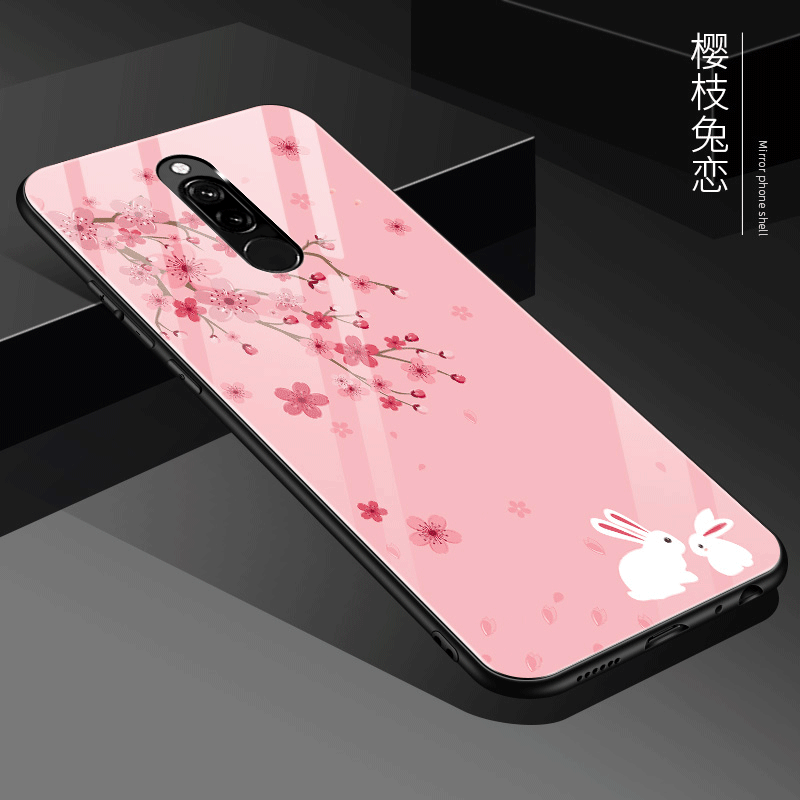 Custodia Redmi 8 Creativo Rosso Rosa, Cover Redmi 8 Protezione Telefono Specchio