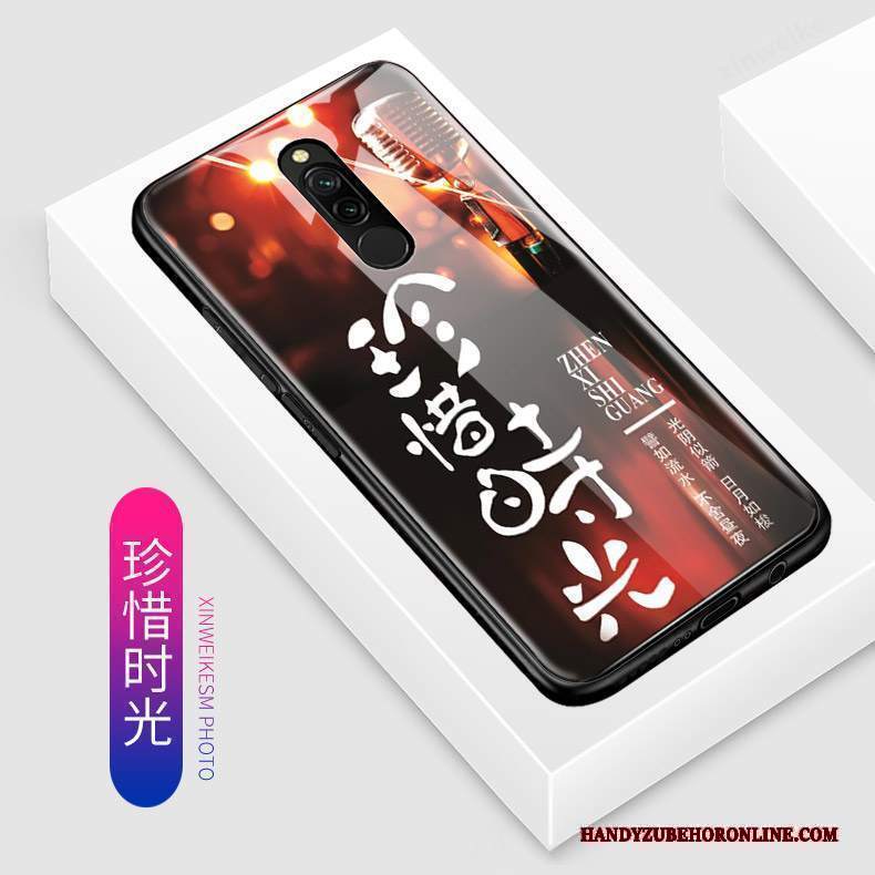 Custodia Redmi 8 Protezione Macchiati Rosso, Cover Redmi 8 Cartone Animato Bello Vetro