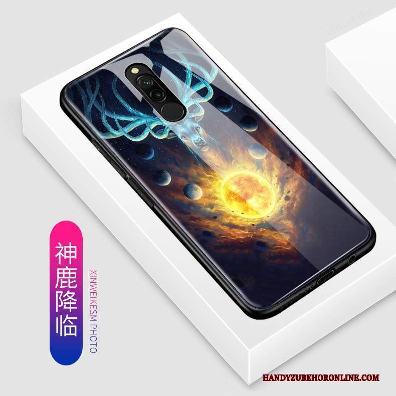 Custodia Redmi 8 Protezione Macchiati Rosso, Cover Redmi 8 Cartone Animato Bello Vetro