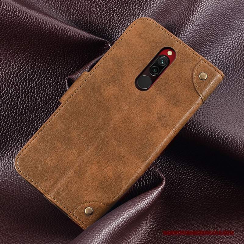 Custodia Redmi 8 Protezione Ornamenti Appesi Rosso, Cover Redmi 8 Pelle Corti Carta