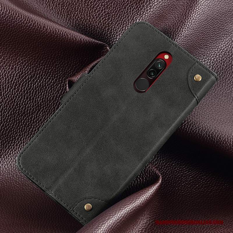 Custodia Redmi 8 Protezione Ornamenti Appesi Rosso, Cover Redmi 8 Pelle Corti Carta