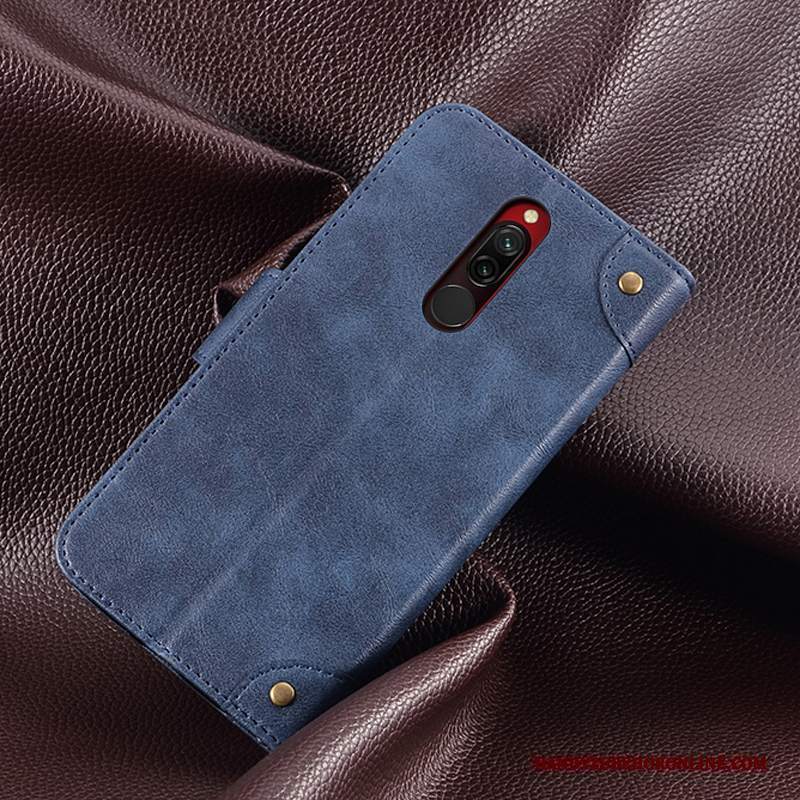 Custodia Redmi 8 Protezione Ornamenti Appesi Rosso, Cover Redmi 8 Pelle Corti Carta