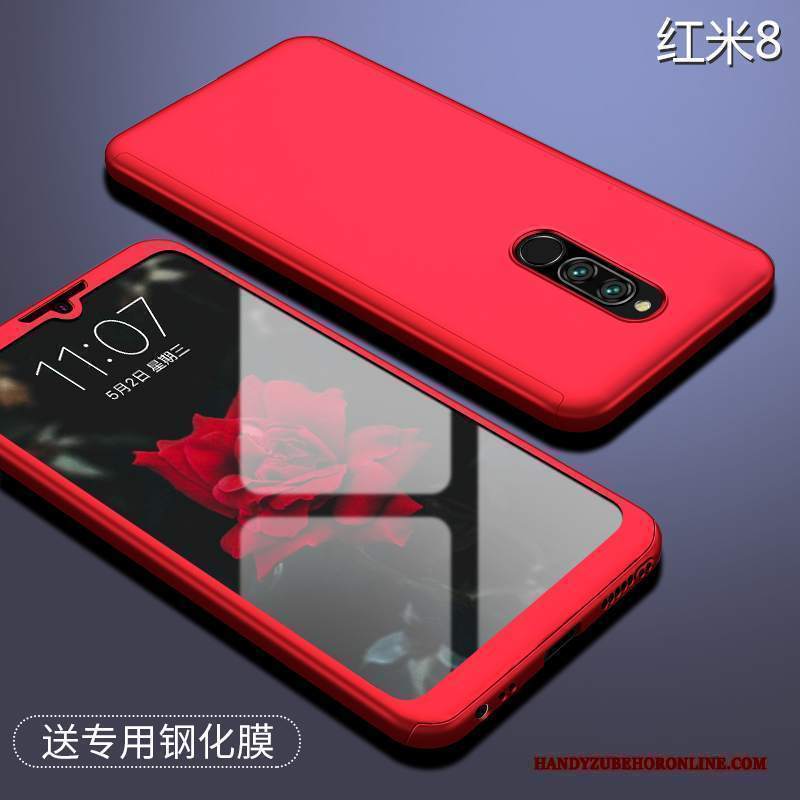 Custodia Redmi 8 Protezione Tutto Incluso Rosso, Cover Redmi 8 Macchiati Difficile