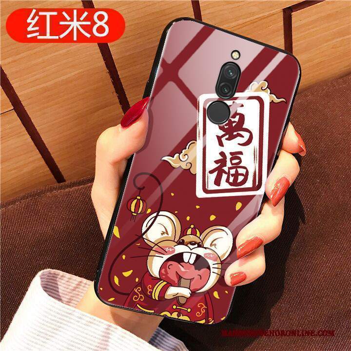 Custodia Redmi 8 Silicone Rosso Anti-caduta, Cover Redmi 8 Cartone Animato Ricchezza Originale