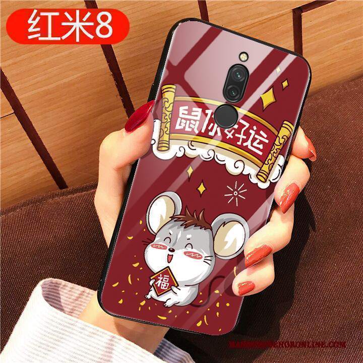 Custodia Redmi 8 Silicone Rosso Anti-caduta, Cover Redmi 8 Cartone Animato Ricchezza Originale