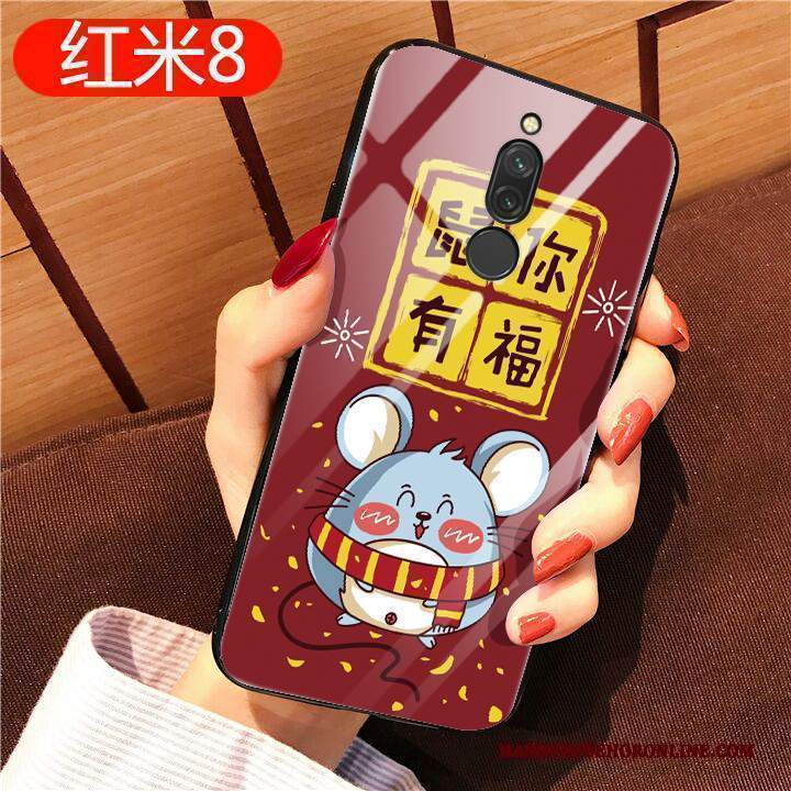 Custodia Redmi 8 Silicone Rosso Anti-caduta, Cover Redmi 8 Cartone Animato Ricchezza Originale