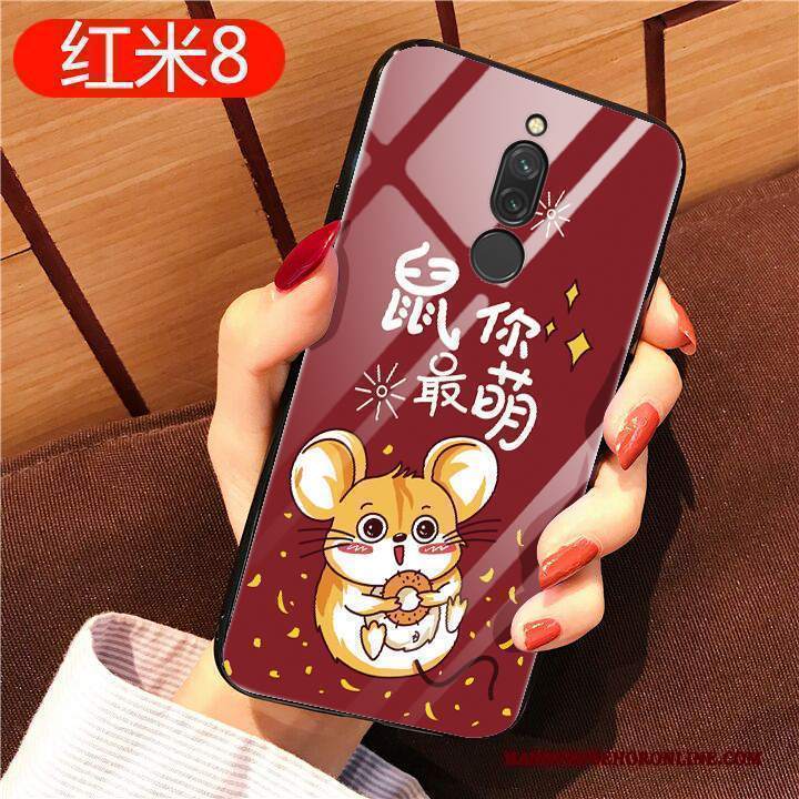 Custodia Redmi 8 Silicone Rosso Anti-caduta, Cover Redmi 8 Cartone Animato Ricchezza Originale