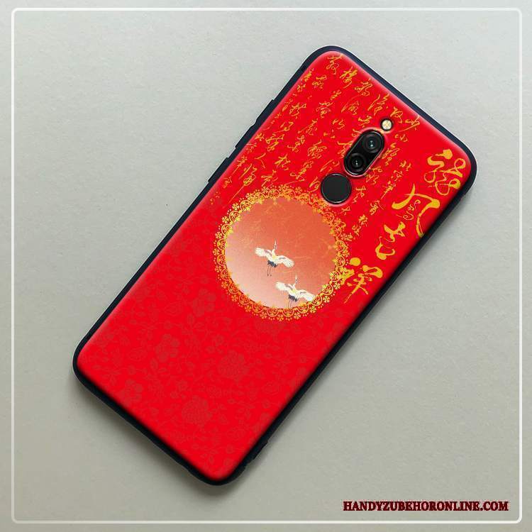 Custodia Redmi 8 Silicone Stile Cinese Personalizza, Cover Redmi 8 Protezione Rosso Nero