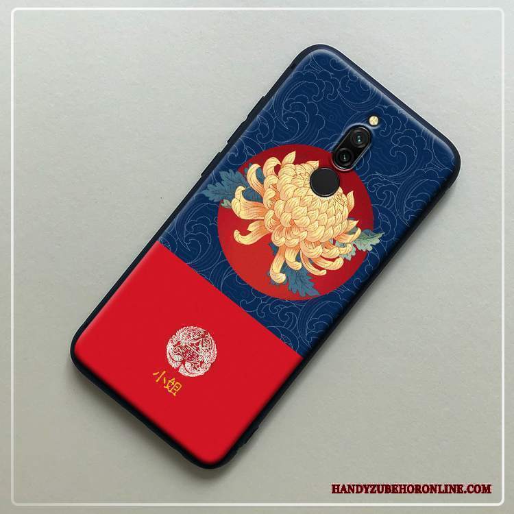 Custodia Redmi 8 Silicone Stile Cinese Personalizza, Cover Redmi 8 Protezione Rosso Nero