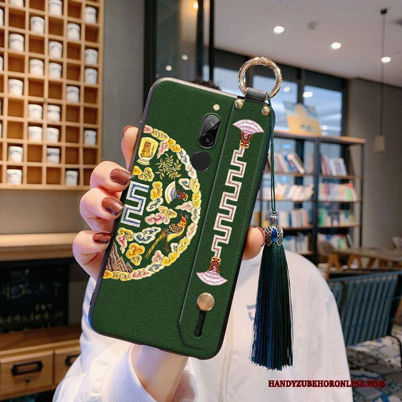 Custodia Redmi 8 Vintage Nappatelefono, Cover Redmi 8 Silicone Verde Anti-caduta