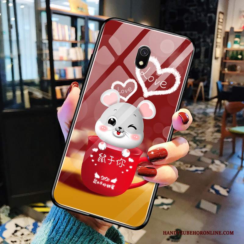 Custodia Redmi 8a Creativo Macchiati Vetro, Cover Redmi 8a Protezione Rossotelefono