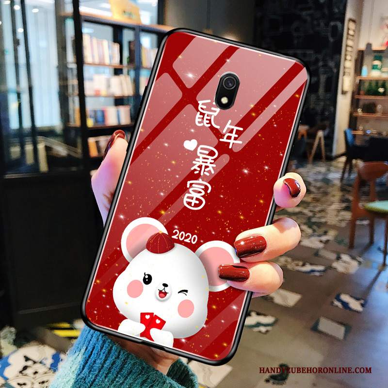 Custodia Redmi 8a Creativo Macchiati Vetro, Cover Redmi 8a Protezione Rossotelefono