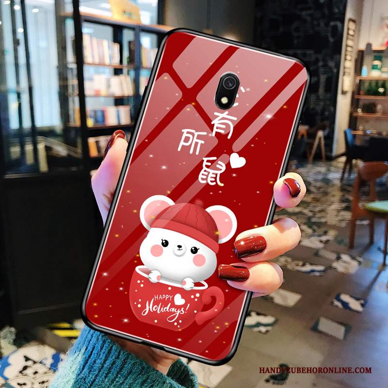 Custodia Redmi 8a Creativo Macchiati Vetro, Cover Redmi 8a Protezione Rossotelefono