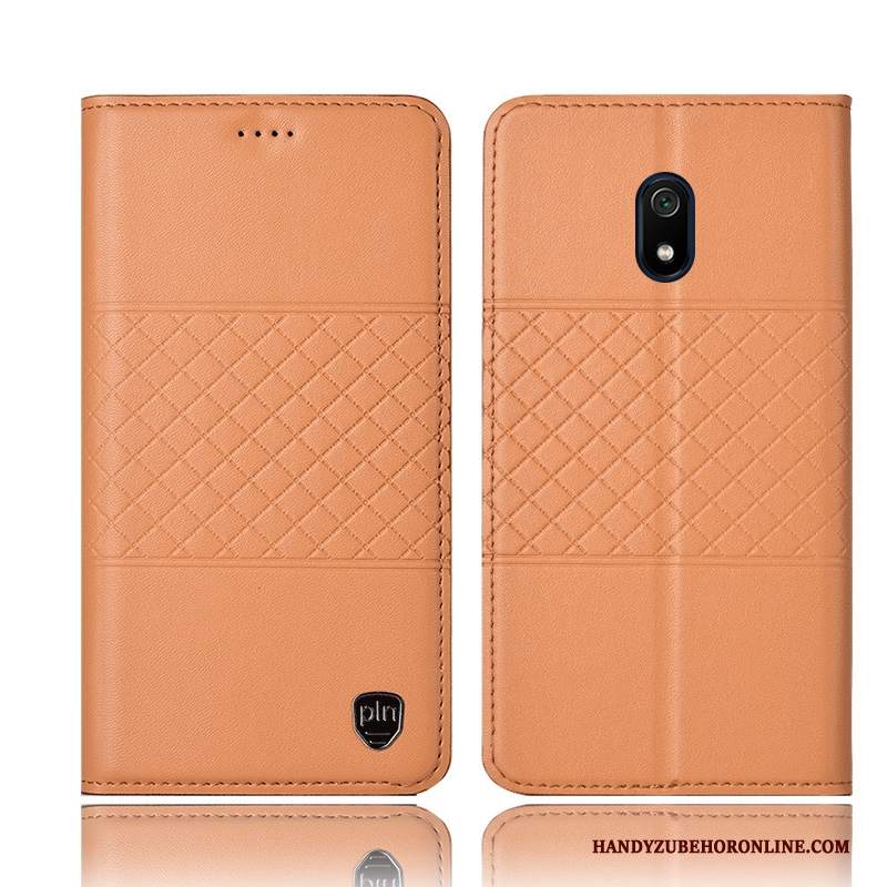 Custodia Redmi 8a Pelle A Quadri Nero, Cover Redmi 8a Protezione Rosso Piccola