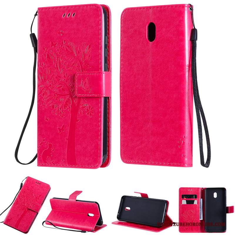 Custodia Redmi 8a Pelle Porpora Tutto Incluso, Cover Redmi 8a Folio Telefono Rosso