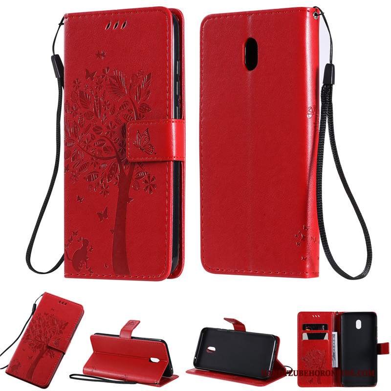 Custodia Redmi 8a Pelle Porpora Tutto Incluso, Cover Redmi 8a Folio Telefono Rosso