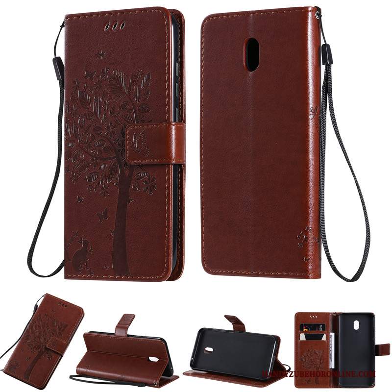 Custodia Redmi 8a Pelle Porpora Tutto Incluso, Cover Redmi 8a Folio Telefono Rosso