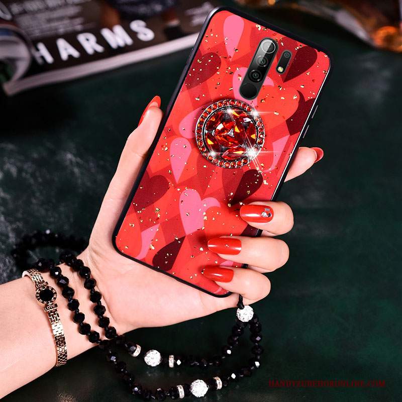 Custodia Redmi 9 Moda Tendenza Rosso, Cover Redmi 9 Silicone Anti-caduta Rosa