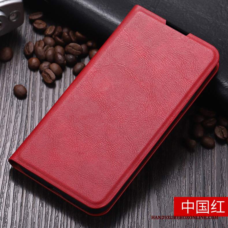 Custodia Redmi 9 Pelle Telefono Affari, Cover Redmi 9 Folio Anti-caduta Rosso