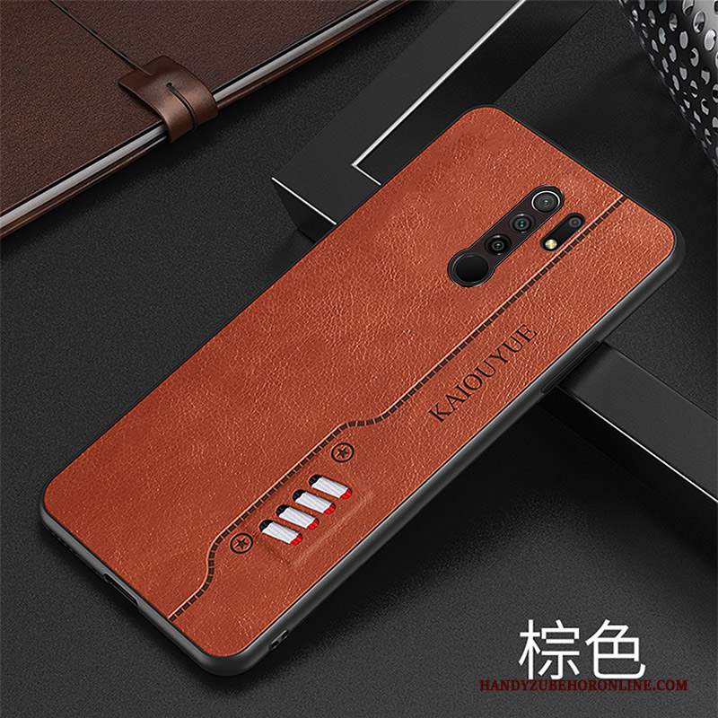 Custodia Redmi 9 Protezione High End Rosso, Cover Redmi 9 Pelle Morbido Modello