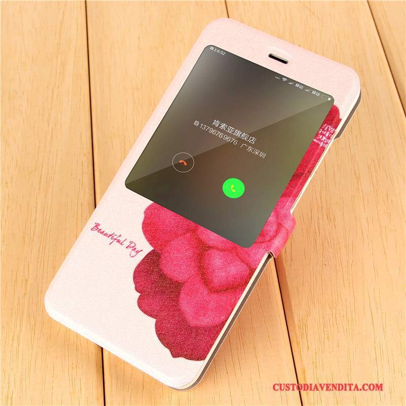 Custodia Redmi Note 4x Creativo Rosso Rosa, Cover Redmi Note 4x Folio Telefono Di Personalità