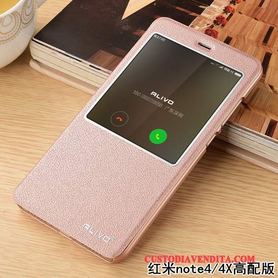 Custodia Redmi Note 4x Folio Difficile Rosa, Cover Redmi Note 4x Pelle Anti-caduta Piccola