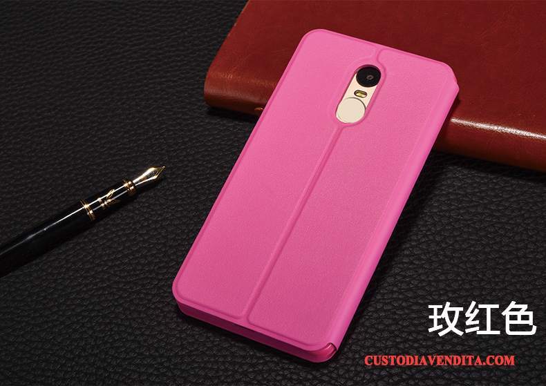 Custodia Redmi Note 4x Pelle Anti-caduta Rosso, Cover Redmi Note 4x Folio Piccolatelefono