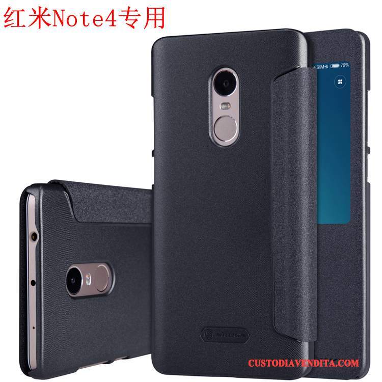 Custodia Redmi Note 4x Pelle Oro Nero, Cover Redmi Note 4x Rosso