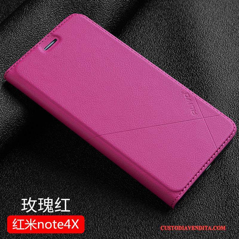 Custodia Redmi Note 4x Pelle Rosso Anti-caduta, Cover Redmi Note 4x Protezione Piccolatelefono