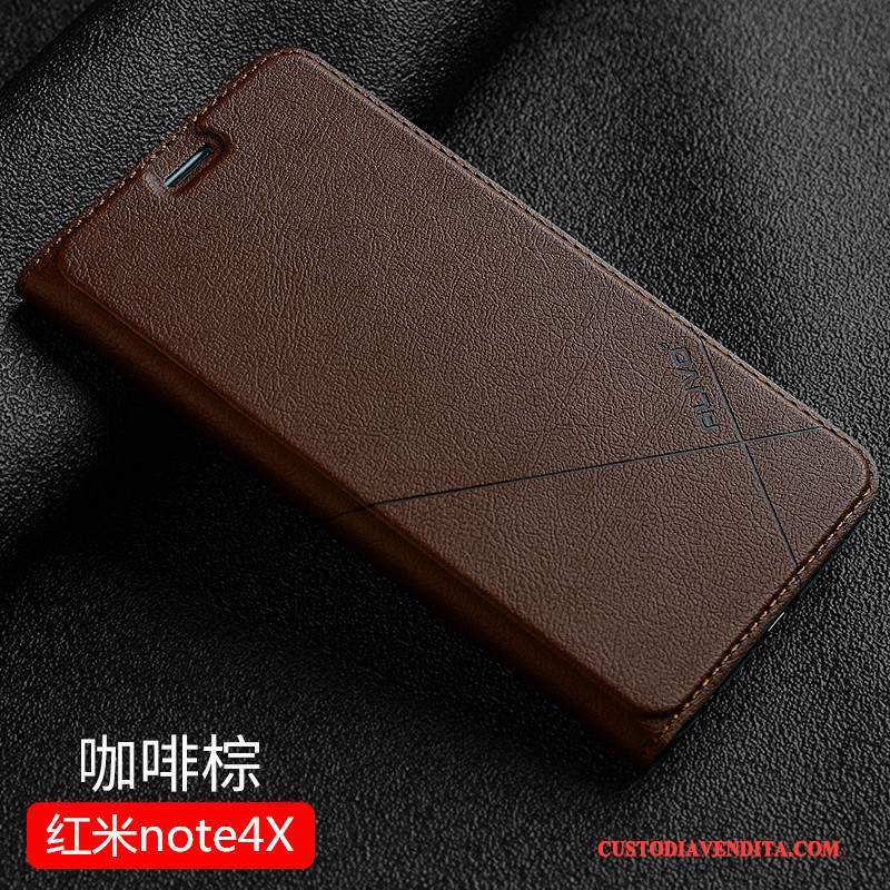 Custodia Redmi Note 4x Pelle Rosso Anti-caduta, Cover Redmi Note 4x Protezione Piccolatelefono