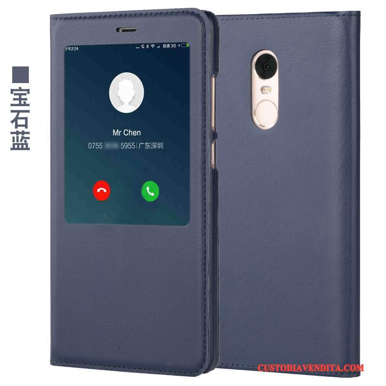 Custodia Redmi Note 4x Pelle Telefono Rosso, Cover Redmi Note 4x Folio Tutto Incluso Piccola