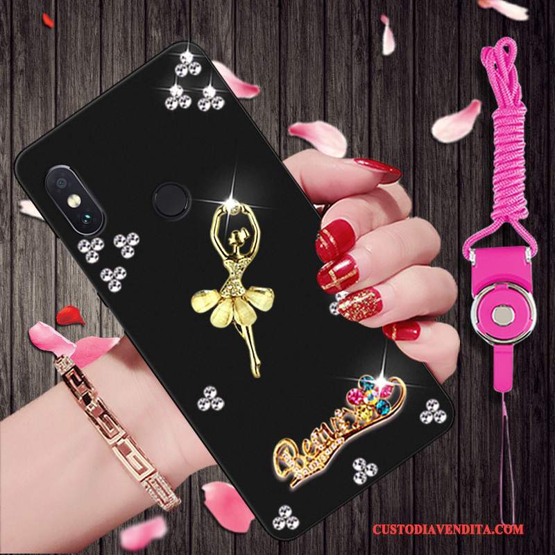 Custodia Redmi Note 5 Pro Cartone Animato Tendenza Morbido, Cover Redmi Note 5 Pro Strass Piccola Rosso