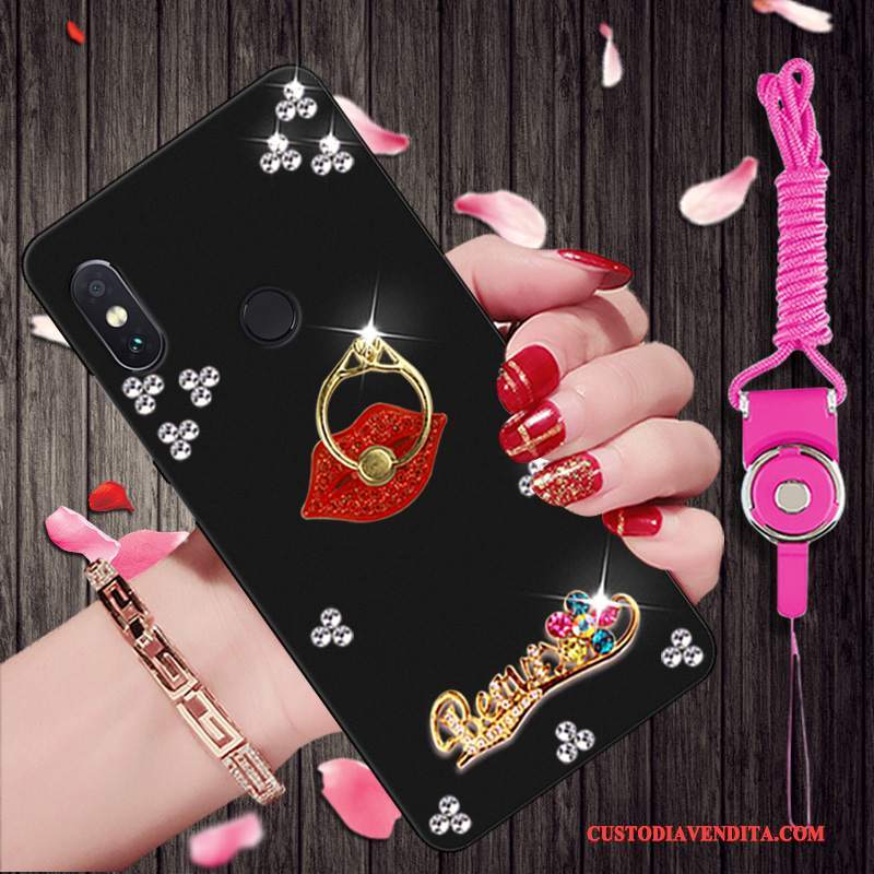 Custodia Redmi Note 5 Pro Cartone Animato Tendenza Morbido, Cover Redmi Note 5 Pro Strass Piccola Rosso