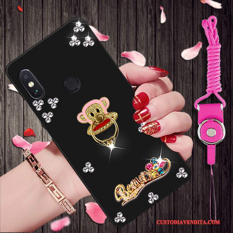 Custodia Redmi Note 5 Pro Cartone Animato Tendenza Morbido, Cover Redmi Note 5 Pro Strass Piccola Rosso