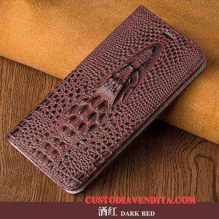 Custodia Redmi Note 5 Pro Pelle Di Personalità Lusso, Cover Redmi Note 5 Pro Folio Rosso Piccola