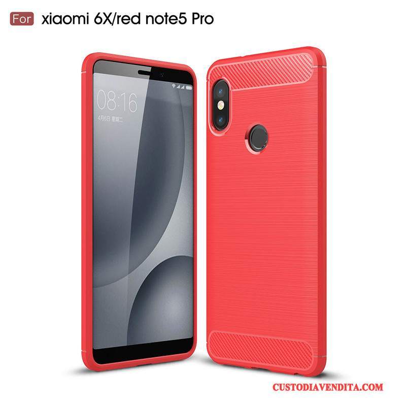 Custodia Redmi Note 5 Pro Silicone Rosso Morbido, Cover Redmi Note 5 Pro Protezione Tutto Incluso Piccola