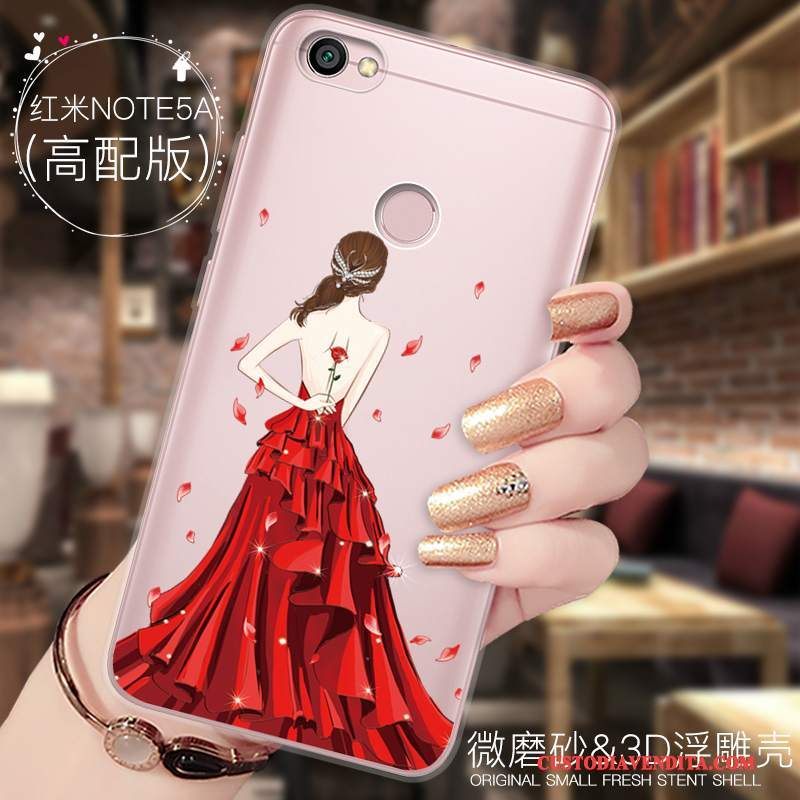 Custodia Redmi Note 5a Cartone Animato Anti-cadutatelefono, Cover Redmi Note 5a Silicone Tutto Incluso Rosso