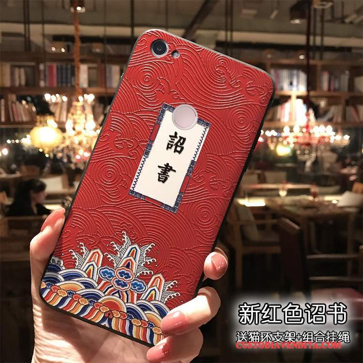 Custodia Redmi Note 5a Creativo Telefono Rosso, Cover Redmi Note 5a Silicone Rosa Stile Cinese