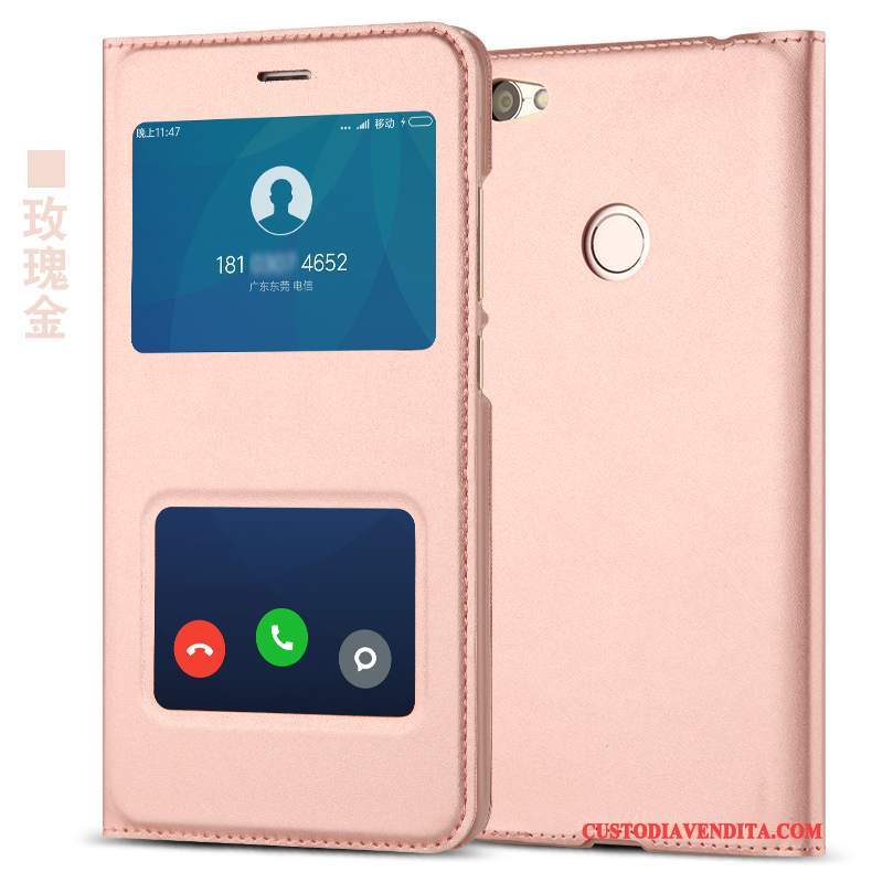 Custodia Redmi Note 5a Folio Rosa Rosso, Cover Redmi Note 5a Pelle Telefono Anti-caduta