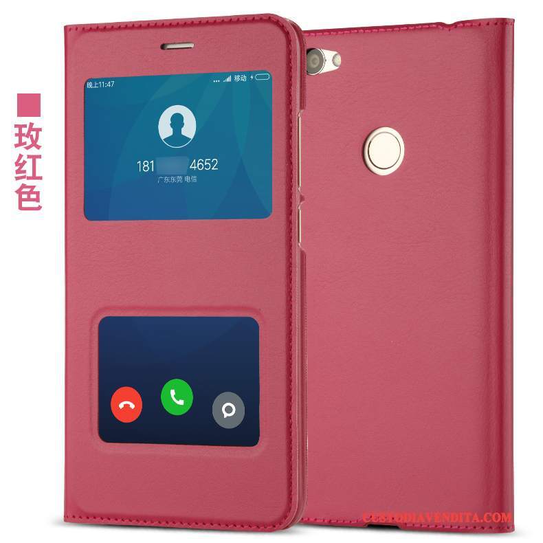 Custodia Redmi Note 5a Folio Rosa Rosso, Cover Redmi Note 5a Pelle Telefono Anti-caduta