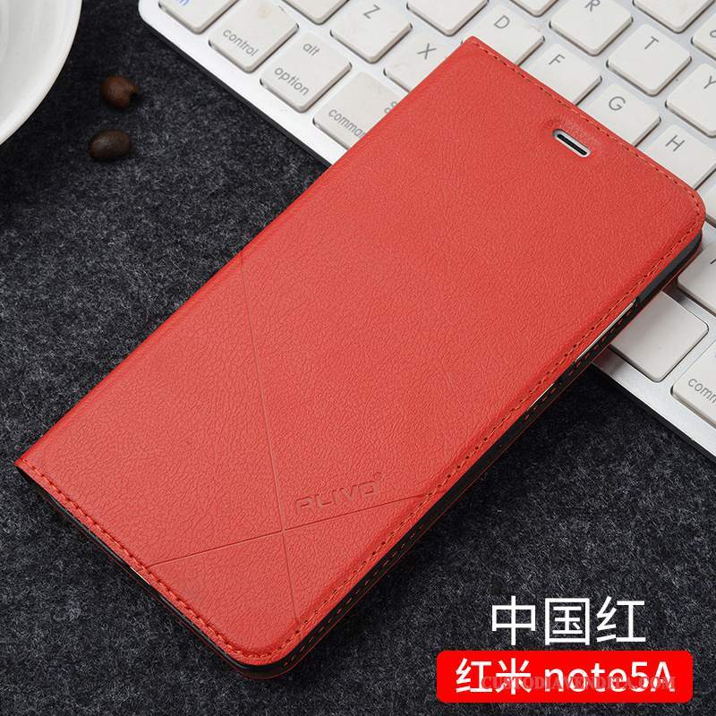 Custodia Redmi Note 5a Folio Tendenza Anti-caduta, Cover Redmi Note 5a Pelle Rosso Piccola