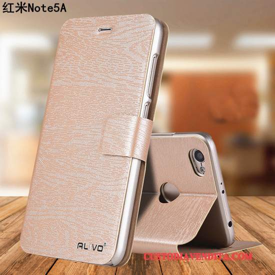 Custodia Redmi Note 5a Pelle Rossotelefono, Cover Redmi Note 5a Folio Piccola Oro